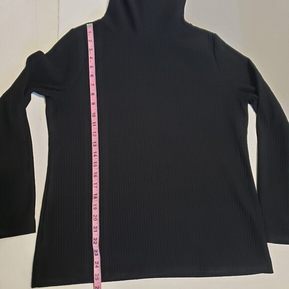 Ann Taylor Factory Large Black Ribbed Turtleneck Knit Top Long-Sleeved Womens - Picture 6 of 8